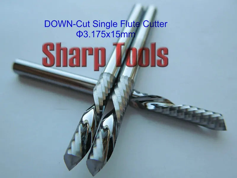 

Free Ship 3.175*15mm-DOWN Cut End Mill CNC Millinging Tool Kit, One Spiral Flute Router Bit Solid Carbide Tools for Wood Cutting