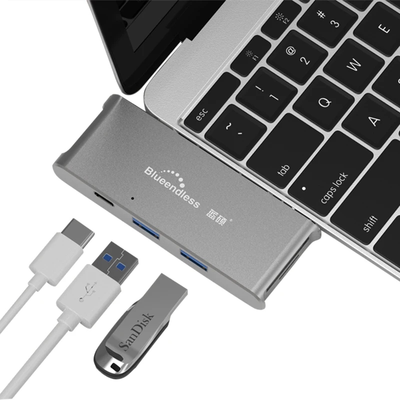 

type-c usb Splitter SD TF card data reader notebook HUB USB 3.0 hub suit for MacbookPro/Ultra-thin notebook