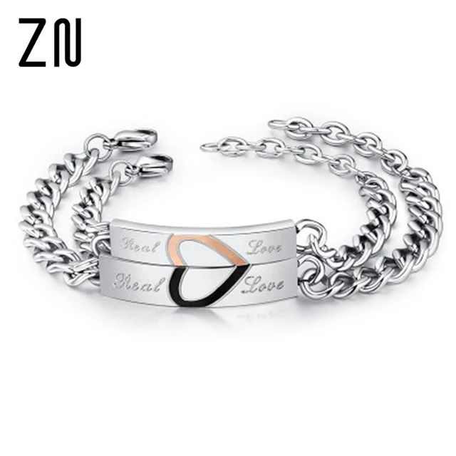 Zn 1pc Love Bracelets Stainless Steel Jewelry Charms Zn 1pc Love Bracelets Stainless Steel Jewelry Charms Half Heart Puzzle Bracelet Wedding Jewellery
