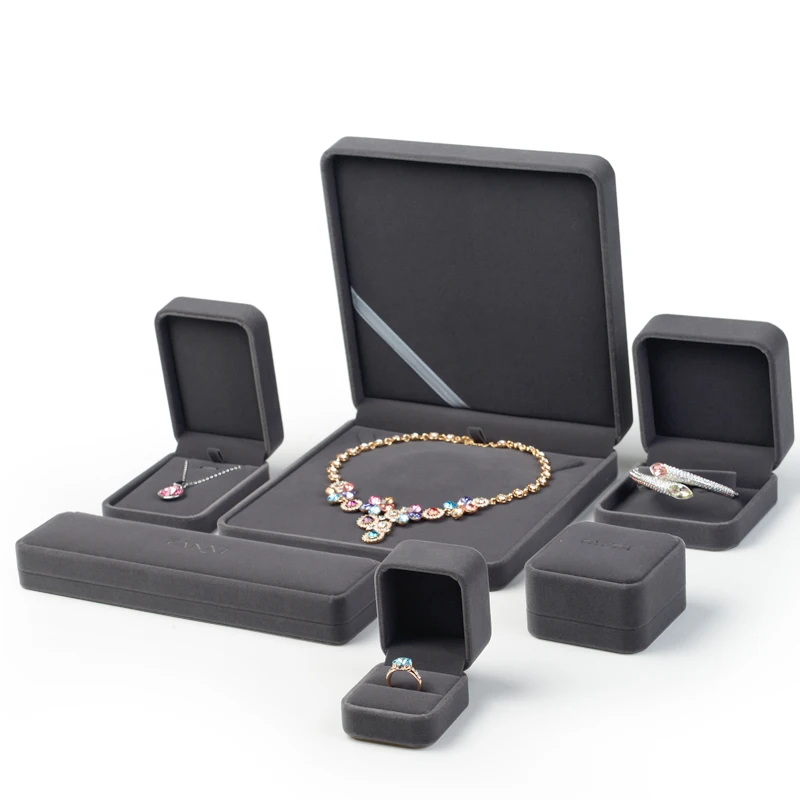 FANXI серый плюшевый тканевый ювелирный Подарочный ящик для сережек ожерелье кольцо браслет упаковка коробка-органайзер для ювелирных украшений свадьба день рождения