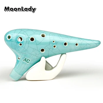 

Green Porcelain Ocarina 12 Holes Ice-crack Kiln-fired Ceramic Alto C Legend of Ocarina Zelda Flute Crack Ocarina