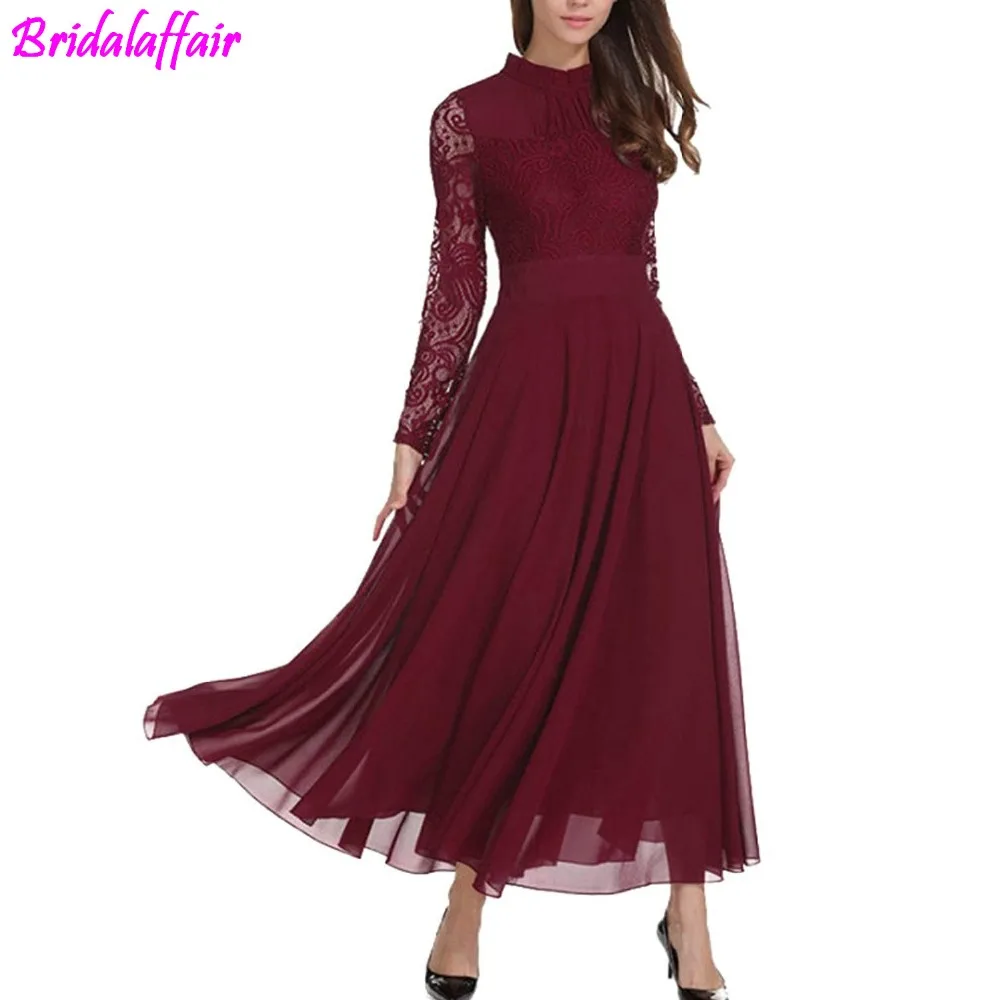 womens long burgundy dress