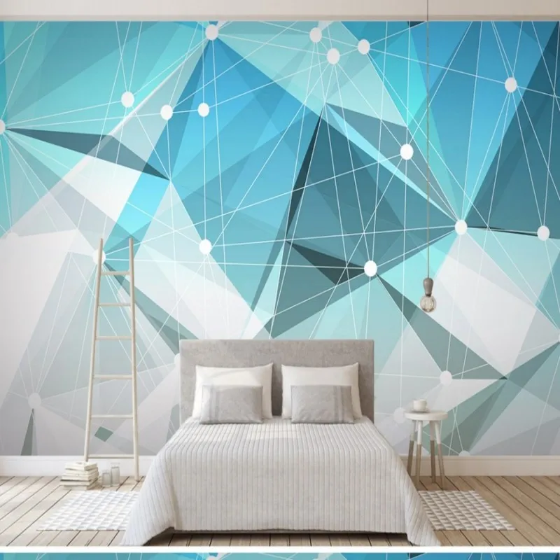 Прямая поставка Fatman современные обои 3D абстрактные Твердые геометрические синие обои Гостиная геометрические фрески Pintado де сравнению