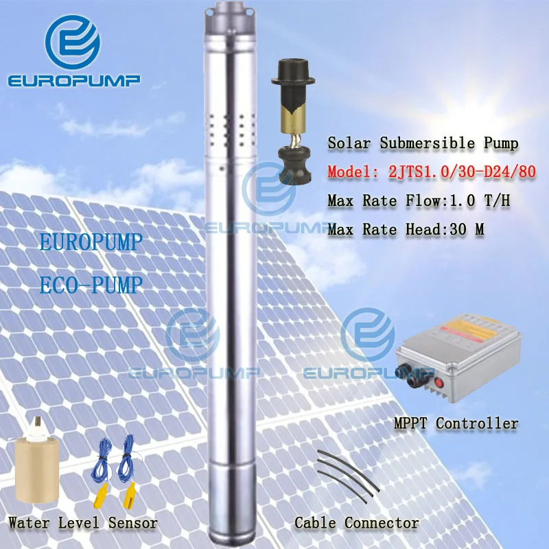 

EUROPUMP MODEL(2EPS1.0/30-D24/80) 2 inch 80w helical solar powered water pump system for agriculture irrigation