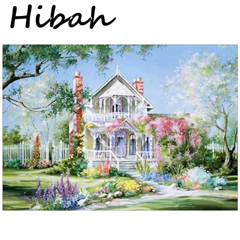 

Hibah DIY 5D Diamonds Landscape Villa Mosaic Diamond Embroidery Home Decor Pattern