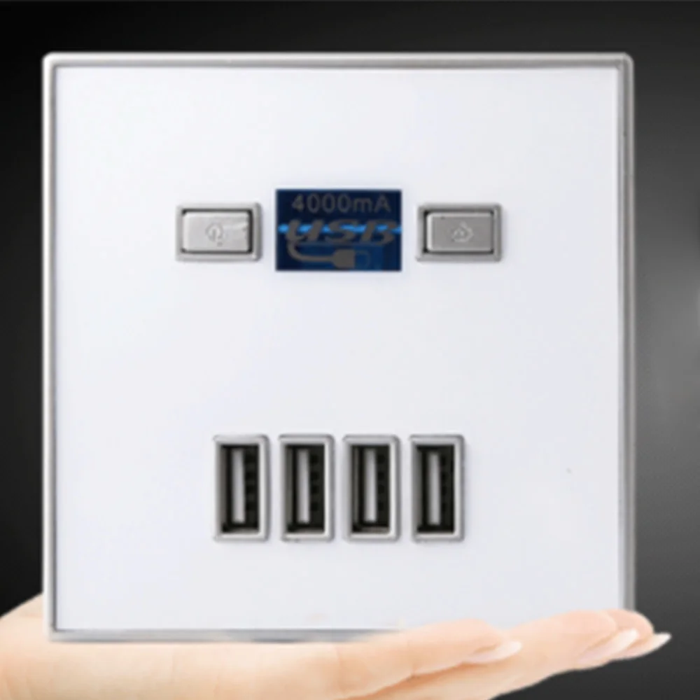 USB 4-Порты и разъёмы 36 V для 5A стены Зарядное устройство разъем адаптера Мощность Outlet Панель электрическое настенное зарядное устройство адаптер с индикатором зарядки
