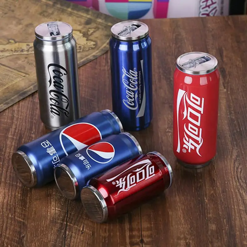 

Creative Outdoor Trave Water Bottles Stainless Steel Personality Beverage Can Thermos Stylish Drinking Cup Portable Straw Bottle