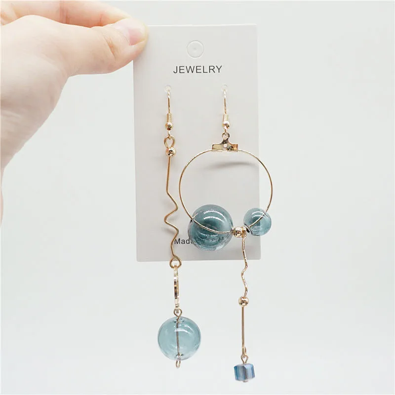 

Original Design Green Bubble Long Dangle Earrings For Women 2019 Charming Handmade Glass Ball Korean Drop Earrings Jewelry