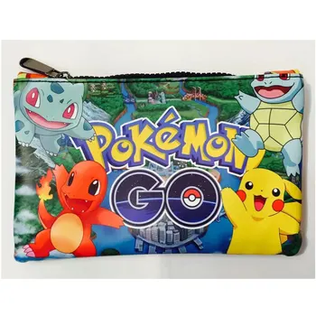 

Pocket Monster Pencil Bags Pokemon GO Pikachu Squirtle Printed Pen Case Box Kawaii Cartoon Anime Leather Coin Purse Wallets 8*5"
