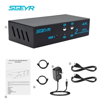 

4K 2x1 HDMI KVM Switch 2 Port KVM Switch USB 2 In 1 Out Mouse Keyboard Switcher Support 3D UHD 4Kx2K 1080P for TV PC Projector