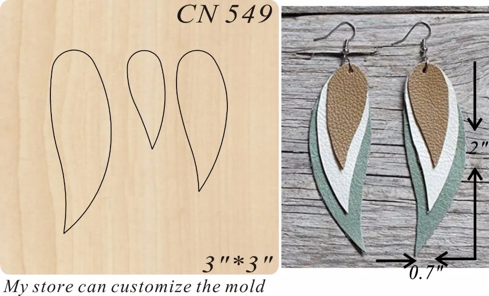 

Leaf shape handmade earrings wood moulds die cut accessories wooden die Regola Acciaio Die Misura