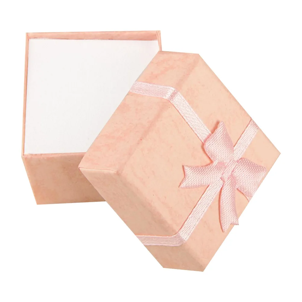 Дешевая распродажа, дешевая Подарочная коробка для ювелирных изделий, 4*4*3 см, бумажная Подарочная коробка с кольцом, квадратная посылка, чехол с бантом - Цвет: 7