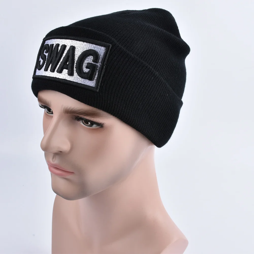Buy Unisex Men Women Beanies Knitted Hat SWAG Letter Embroidery Skullies Baggy
