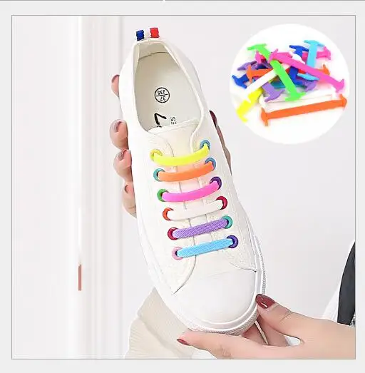

16 pcs lace silicone shoelaces Stretch lazy guy's silicone lace No binding no tying of elastic Environmental protection silicone