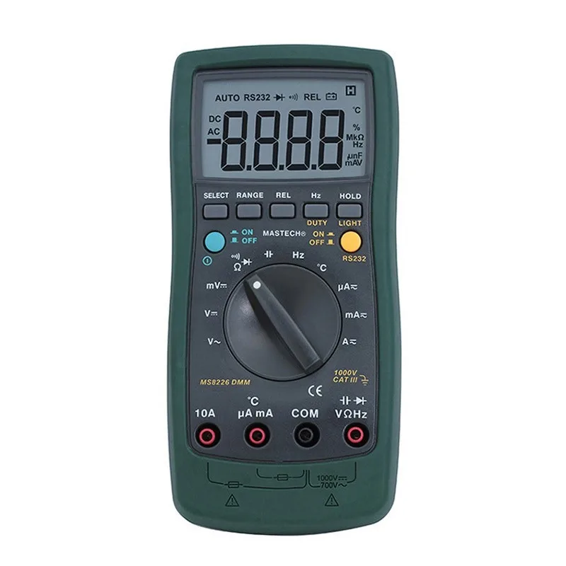 

Mastech MS8226 DMM 3 3/4 Digital Multimeter Auto Range Capacitance Resistance Temperature Backlight & PC interface cable