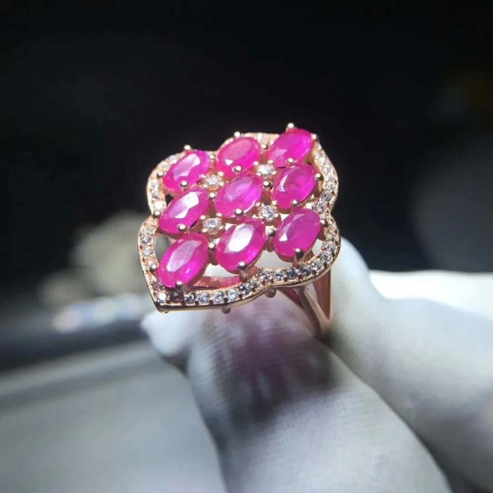 

shilovem 925 sterling silver Natural RUBY Ring fine Jewelry Customizable women classic trendy plant new open tfj030501agh