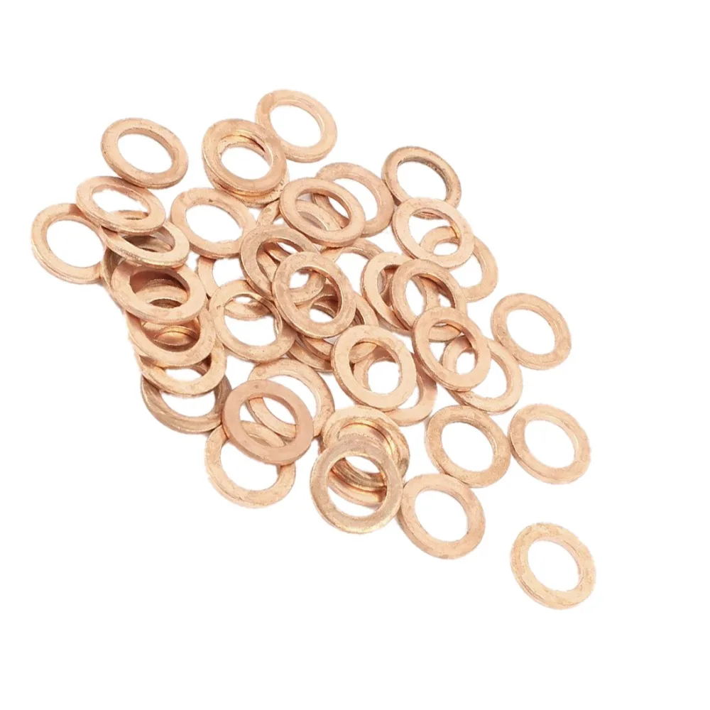 50Pcs/SET Copper O RINGS Crush Washer Flat Seal Ring Fitting Gasket