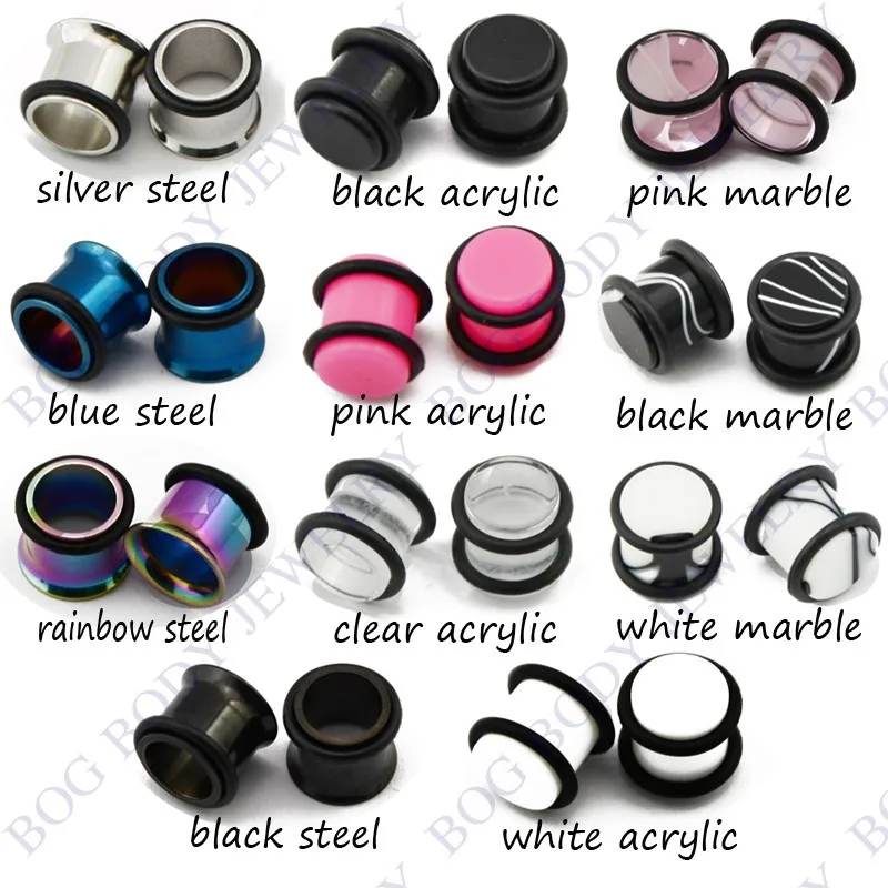 Bog Lot 22 Pieces Ear Gauges Set 4 Pairs Solid Plugs 3 Bog Lot 22 Pieces Ear Gauges Set 4 Pairs Solid Plugs 3 Marble Pair Steel Tunnels 0g 00g In Body Jewelry From Accessories