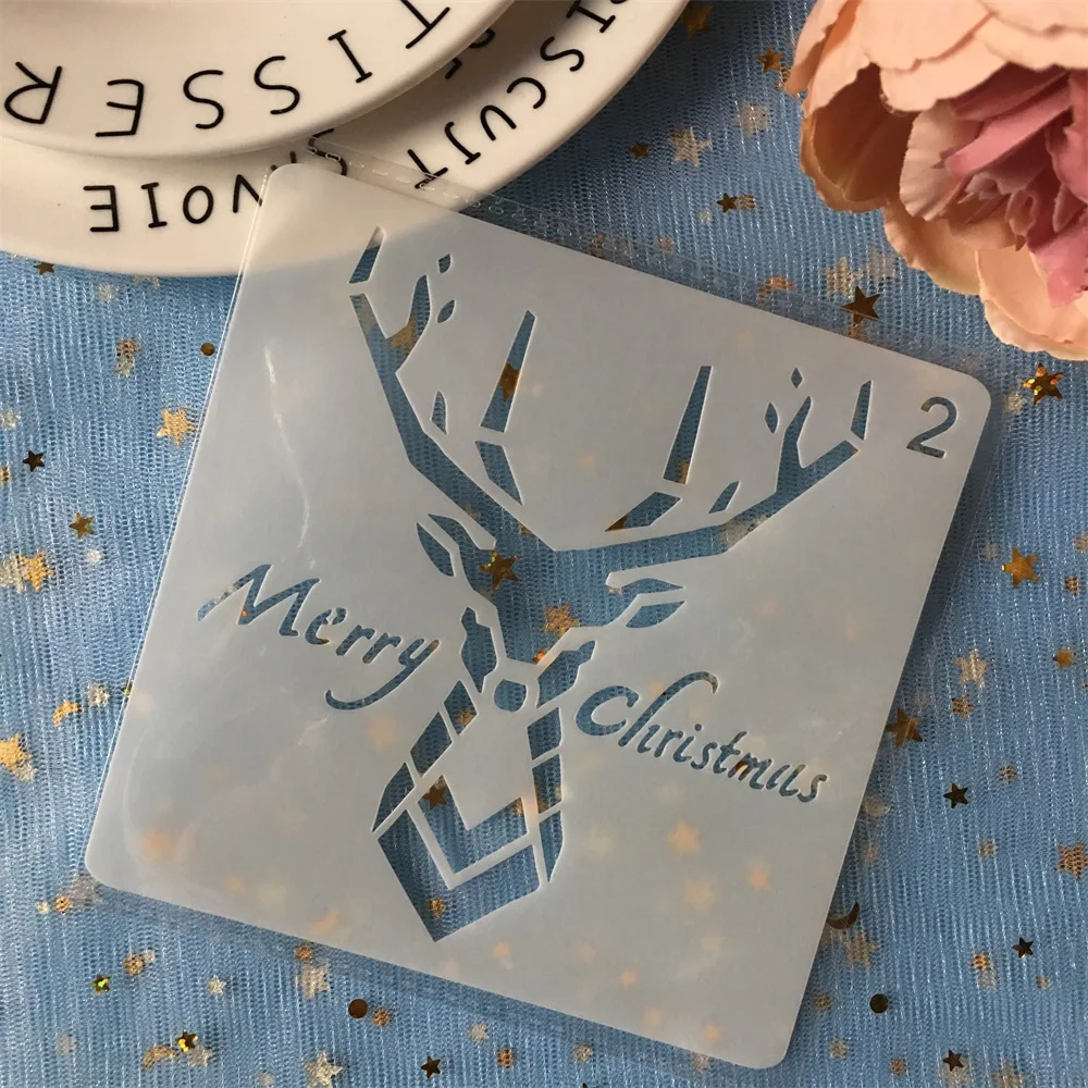 

New 13cm Christmas Deer DIY Layering Stencils Wall Painting Scrapbook Coloring Embossing Album Decorative Paper Card Template