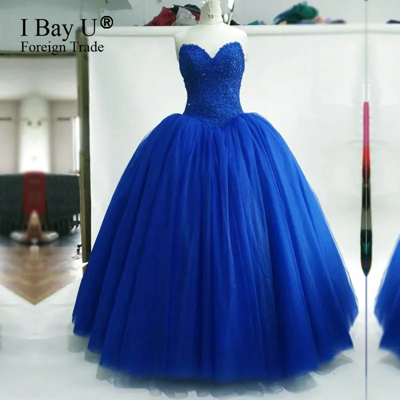 Real Picture Luxury Navy Blue Crystals Ball font b Gown b font font b Wedding b