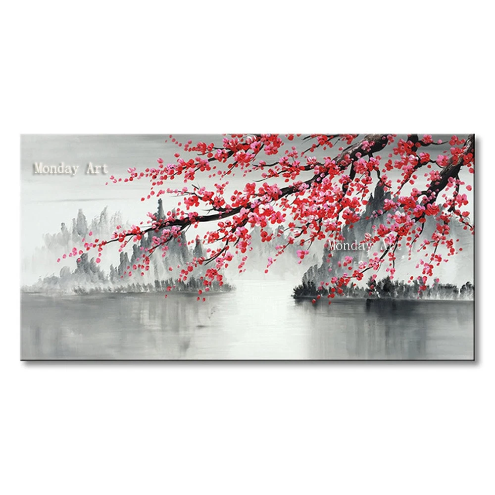 

Aritist pure Hand Painted Plum Blossom Canvas art Handmade Traditional oil Paintings floral wall art Modern flower tree picture