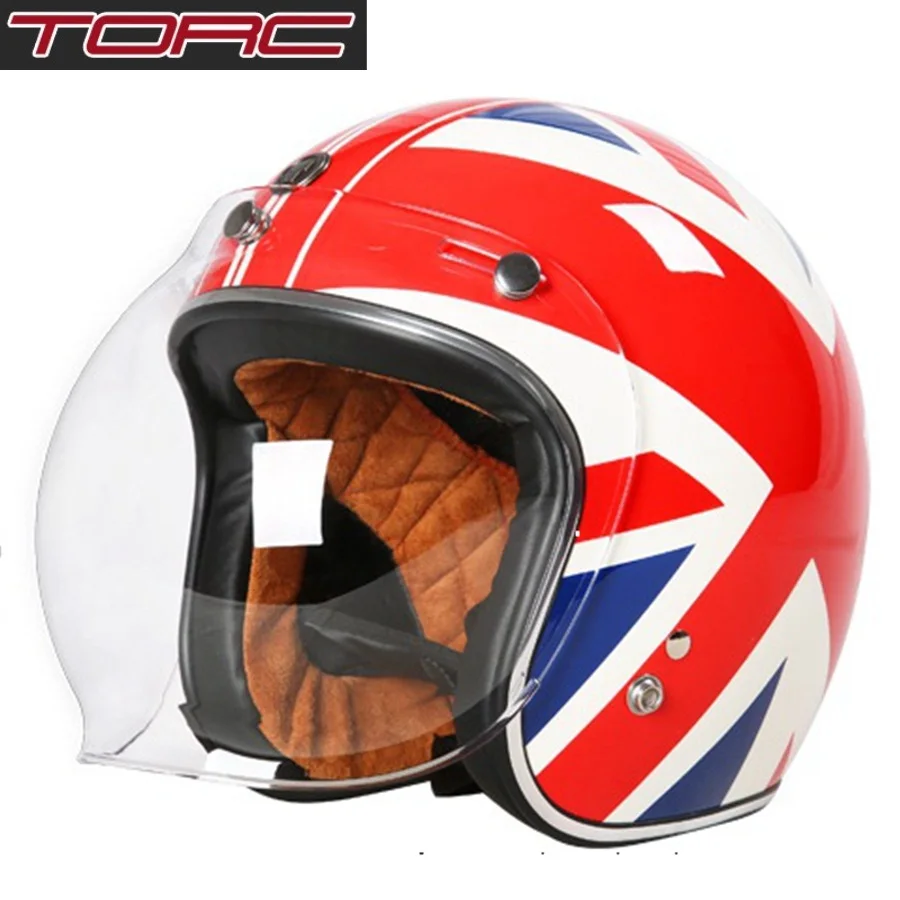 Free shipping 1pcs TORC T50 3/4 Open Face Moto Helmet Transparent Bubble Mirror DOT Approved Vintage Motorcycle Helmets