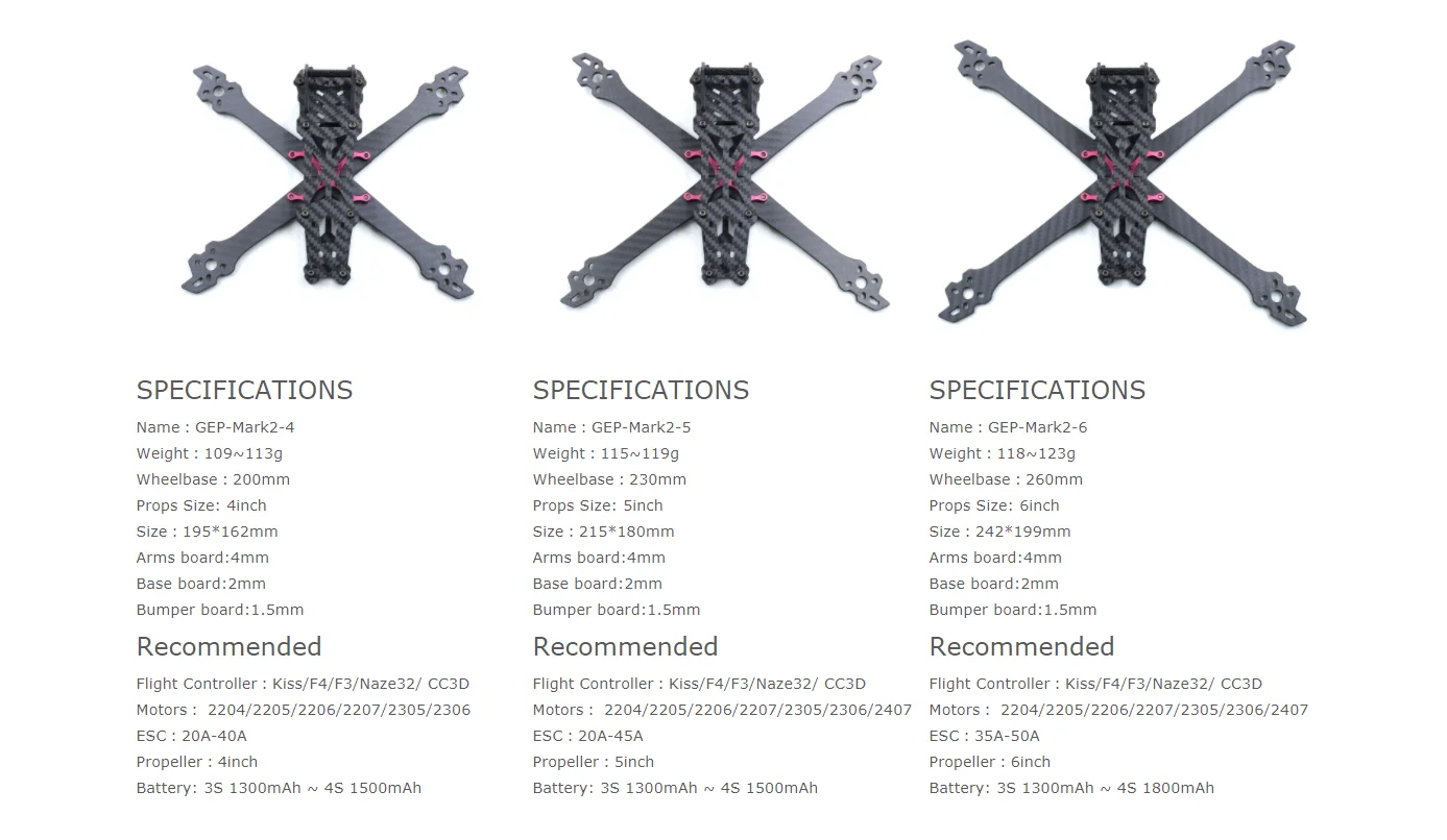 GEPRC ПВС Mark2 Mark 200 мм 230 мм 260 мм х Квадрокоптер Дрон рама набор 4 мм доски рукоятки труба из углеродистого волокна 3K полностью из углеродного волокна, 3~ 4S Набор «сделай сам» для вертолёта с несколькими несущими винтами