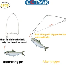 Нержавеющая сталь пружинный рыболовный крючок сеттер приманка кусачки триггеры крюк для ловли рыбы автоматически Автоматическая ловушка для рыбы