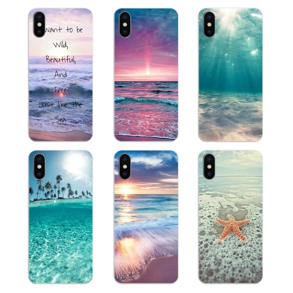 For Samsung Galaxy A5 A6 A7 A8 A9 J4 J5 J7 J8 2017 2018 Plus Prime Summer Beach Sun Starfish Surfing Girls Transparent TPU Cover |