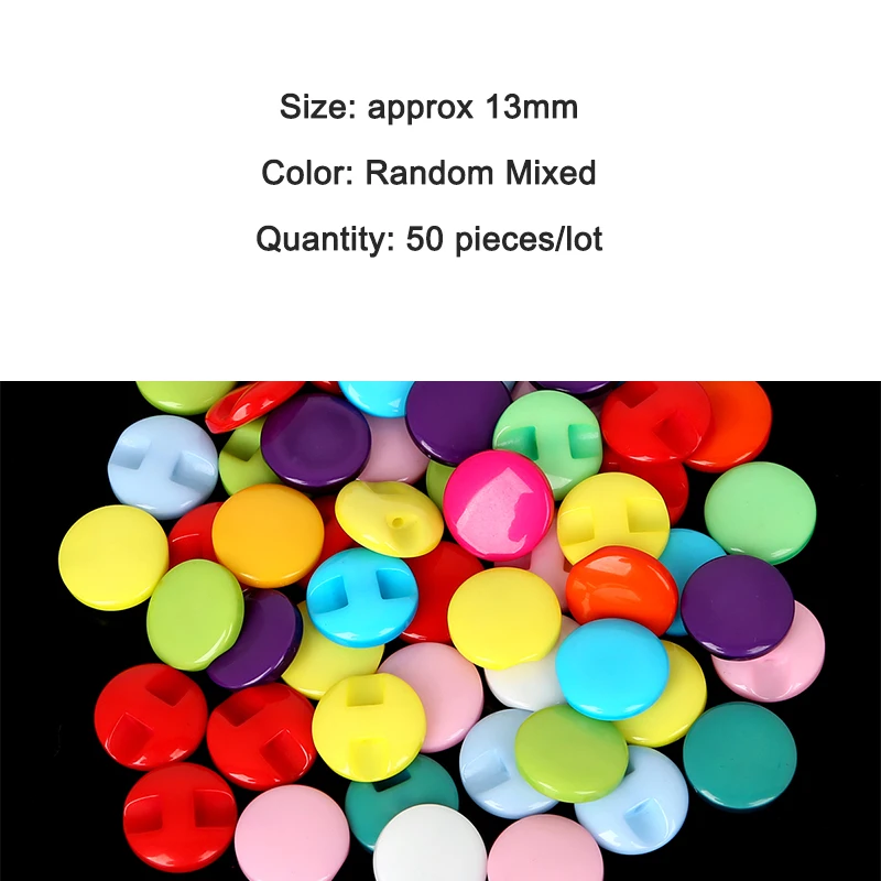 13 мм 50 шт случайный цвет декоративные кнопки для детей аксессуары для скрапбукинга шитья круглые пластиковые пуговицы со стойками одежды ремесло