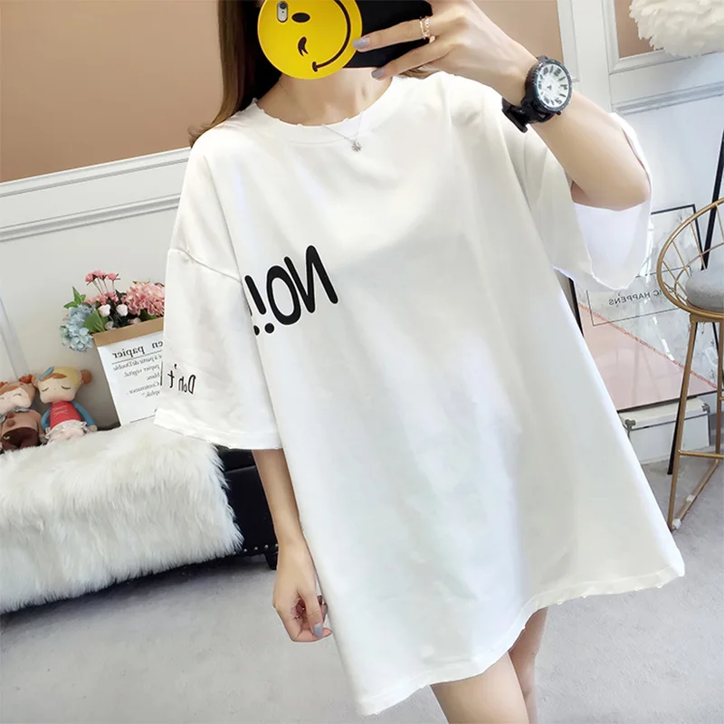 

ZXQJ Round-necked Short-sleeved T-shirt Women's New Summer Trendy Loose T-shirt Cec Half-sleeve Clothes plus size aesthetic