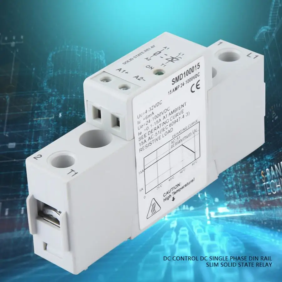 

DC Solid State Relay SMD100015 DC Control DC Single Phase Solid State Relay DIN Rail Slim Solid State Relay Module & Board