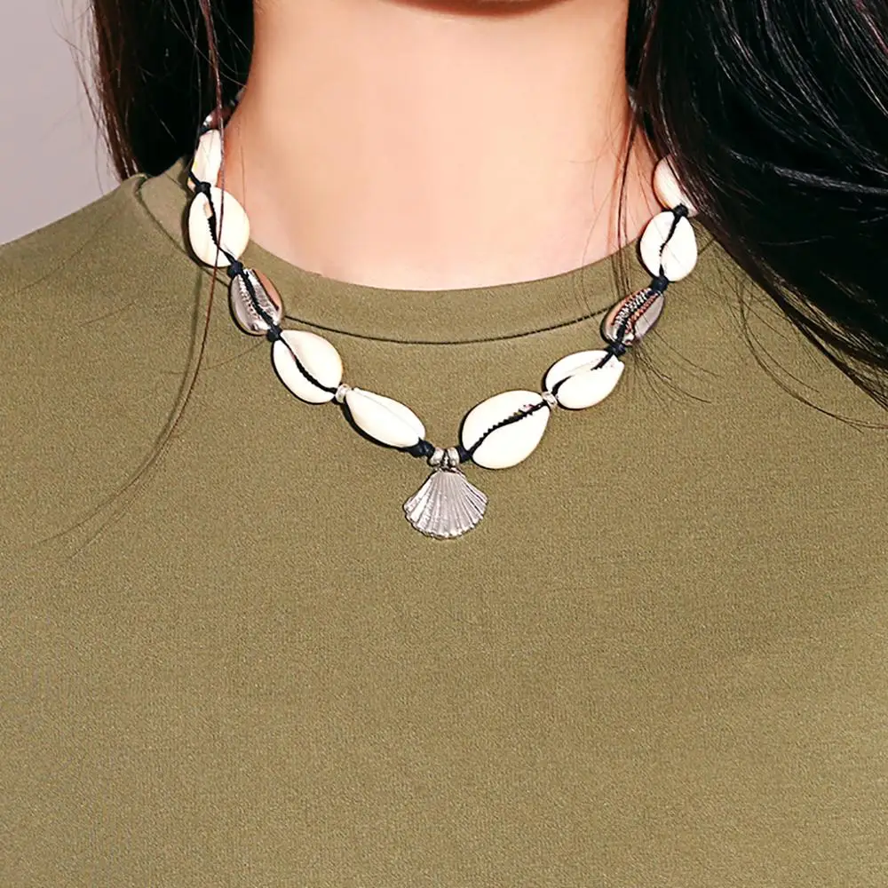 

Boho Natural Shell gold cowrie necklace women cowry seashell necklace Beach sea jewelry accessories best friend gift