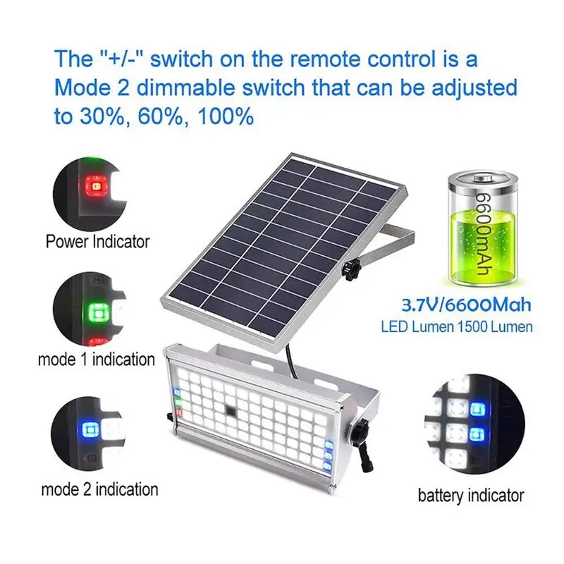 65 светодиодов Солнечный свет 1500Lm 12 Вт прожектор дистанционное управление Открытый водонепроницаемый светильник с солнечной батареей