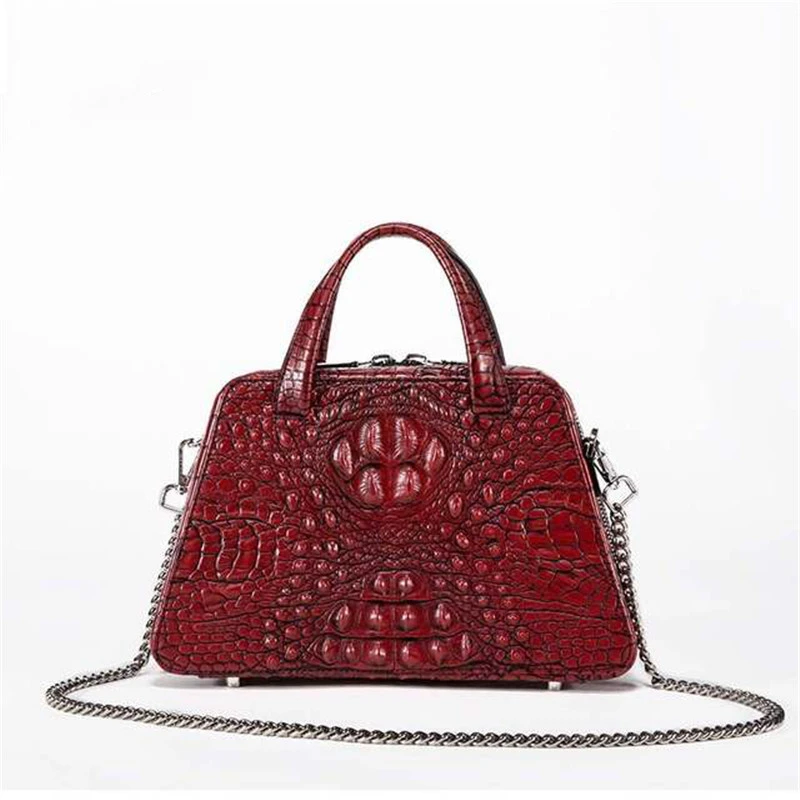 

2019 NEW WOMEN'S BAG GENUINE LEATHER VINTAGE CROCODILE PATTERN HAND BILL OF LADING SHOULDER MESSENGER BAG WOMEN DESIGNER BAGS