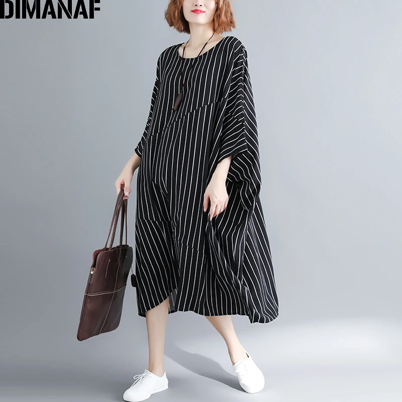 DIMANAF женское платье больших размеров одежда для женщин Vestidos рукав летучая мышь в