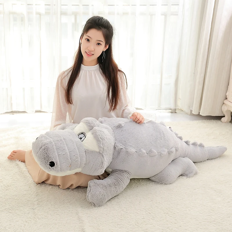 Big Size Crocodile Lying Section Plush Pillow Mat Plush Crocodile Soft Stuffed Animal Toy Cartoon Plush Dolls Kids Girl Gift