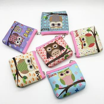 

eTya New Coin Purse Women Cartoon Cute Printing Owl Pu Leather Change Purse Wallet Bag Girl Kids Card Money Pouch