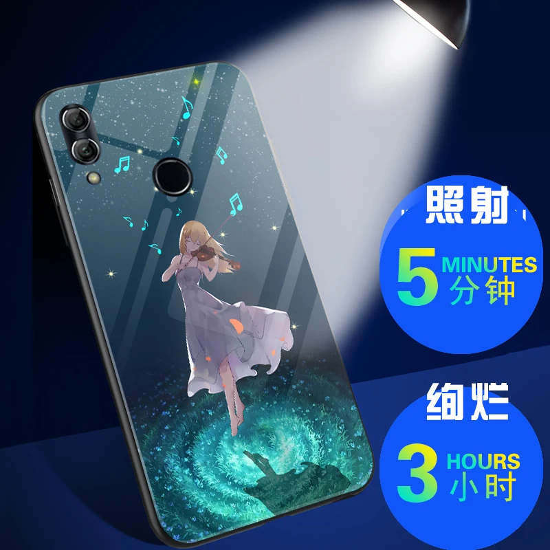 Чехол со светящимся стеклом для Huawei Honor 8 9 10 Lite роскошный ночной светящийся чехол
