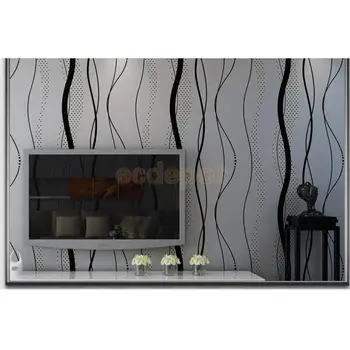 

Non-Woven 3D Stripe Curve Wallpaper Roll Backdrop Wall Covering Paper Murals
