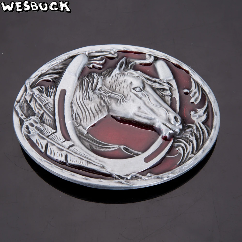 Wesbuck Brand подковы красный металлические пряжки ремня для мужские Юнисекс Western Buckles для девочек в ковбойском лошадь со стильной пряжкой повседневные ковбойские Hebilla