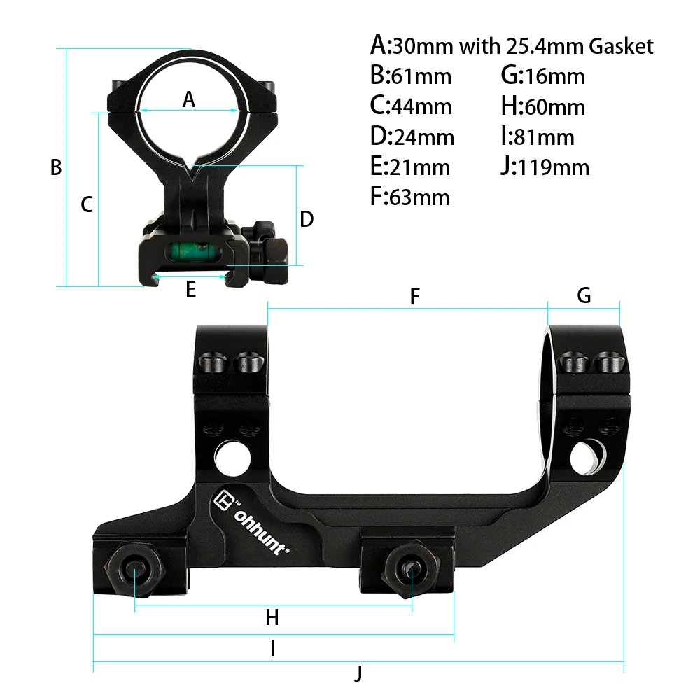 Ohhunt Охота прицел крепление 25,4 мм до 30 мм Би-направление офсетные кольца Пикатинни крепления нижний пузырьковый уровень спирта для винтовки