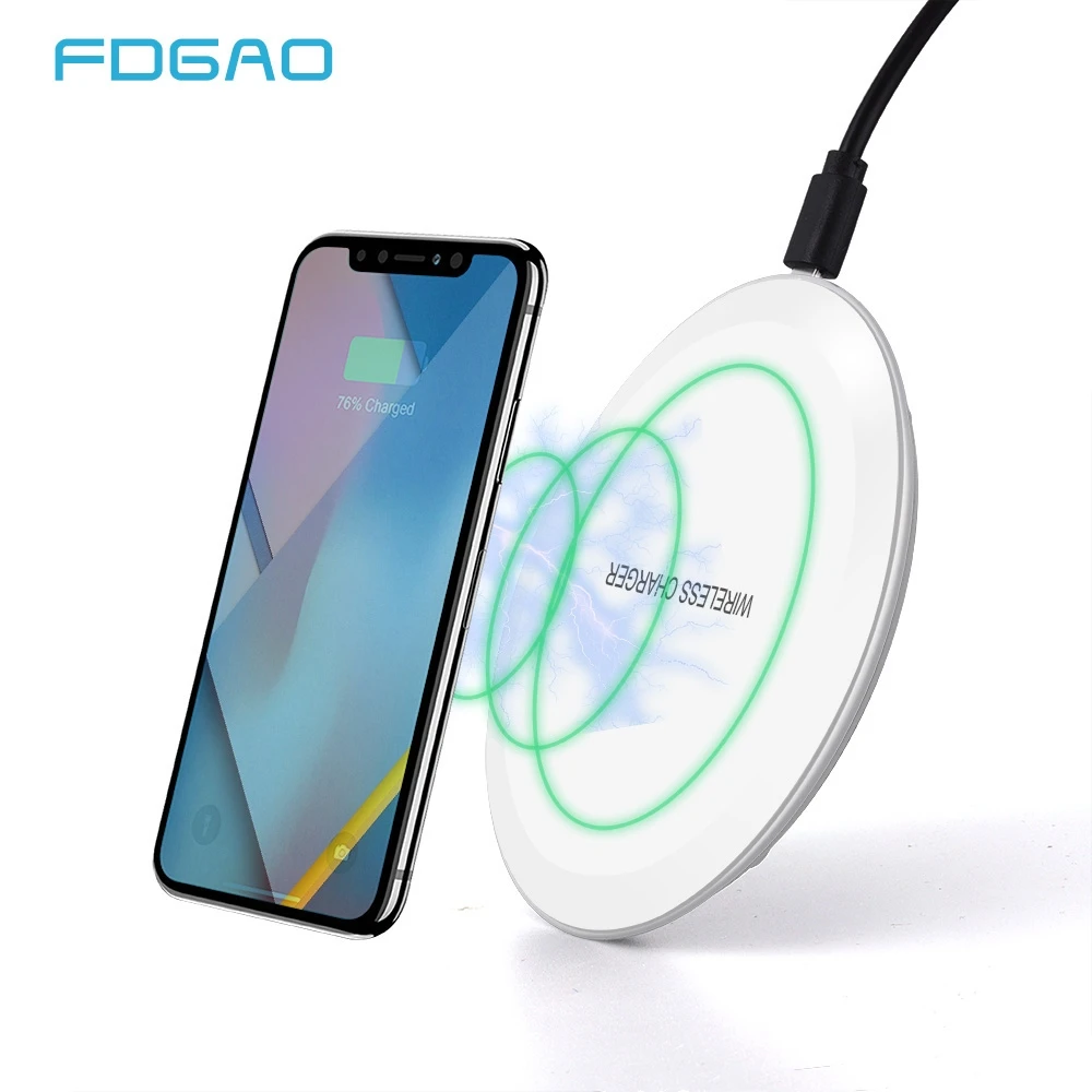 

Fdgao Qi Wireless Charger Ultra Thin USB Charging Pad For iPhone XS Max XR X 8 Plus Samsung Galaxy S8 S9 Plus S6 S7 Edge Note 9