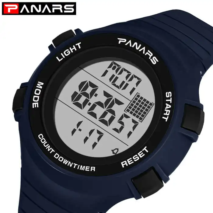 PANARS мужские спортивные часы для бега Chrono Фитнес наручные часы мужские уличные военные часы будильник Relogios мужские 8106 - Цвет: blue