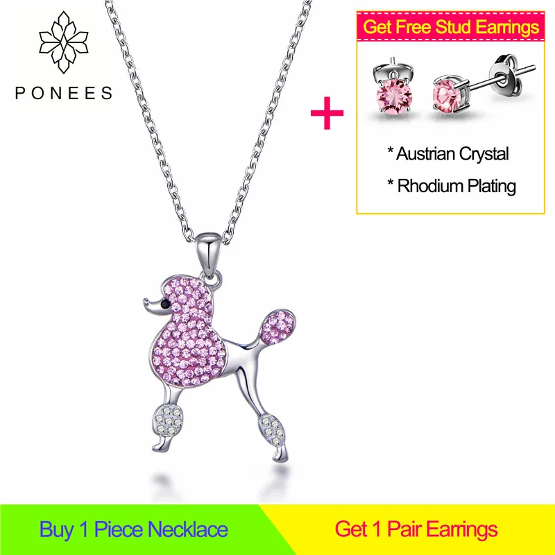 

PONEES New Cute Pet Little Puppy Dog Pendant Necklace For Women Love My Pet Animal Jewelry Buy One Get One Free