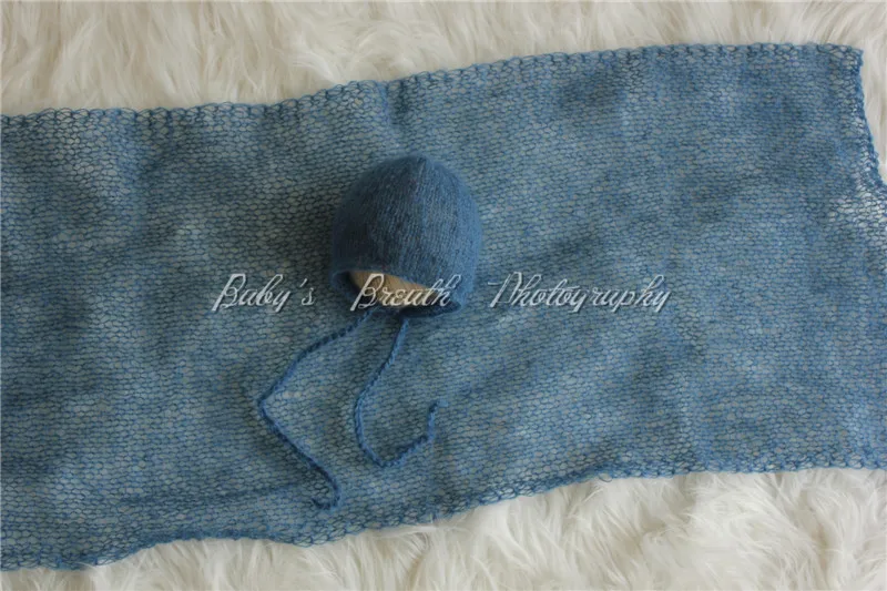 Hand Knitted Mohair Wrap With Bonnet Set Newborn Photography Prop Baby Shower Gift Hand Knitted Mohair Wrap With Bonnet Set Newborn Photography Prop Baby Shower Gift