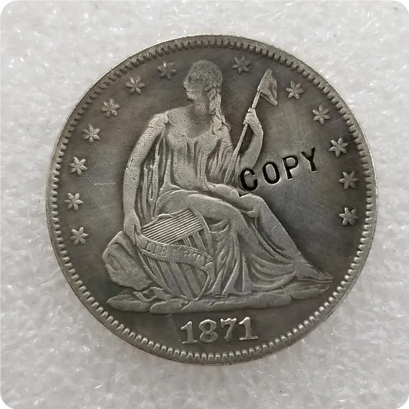 США(1870-1878)-CC Сидящая LIBERTY HALF долларовые монеты КОПИЯ памятные монеты-копии монет медаль коллекционные монеты - Цвет: 1871