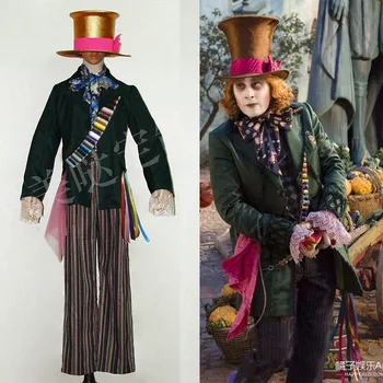 

Johnny Depp As Mad Hatter Cosplay Costume Outfit Alice In Wonderland Jacket Pants Christmas Halloween Carnival Adult Men Size