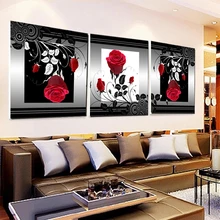 3PCS Unframed Canvas Painting Chinese Rose Flower Wall Painting Drawingroom Printed Art Picture Home Decor Frameless paintings