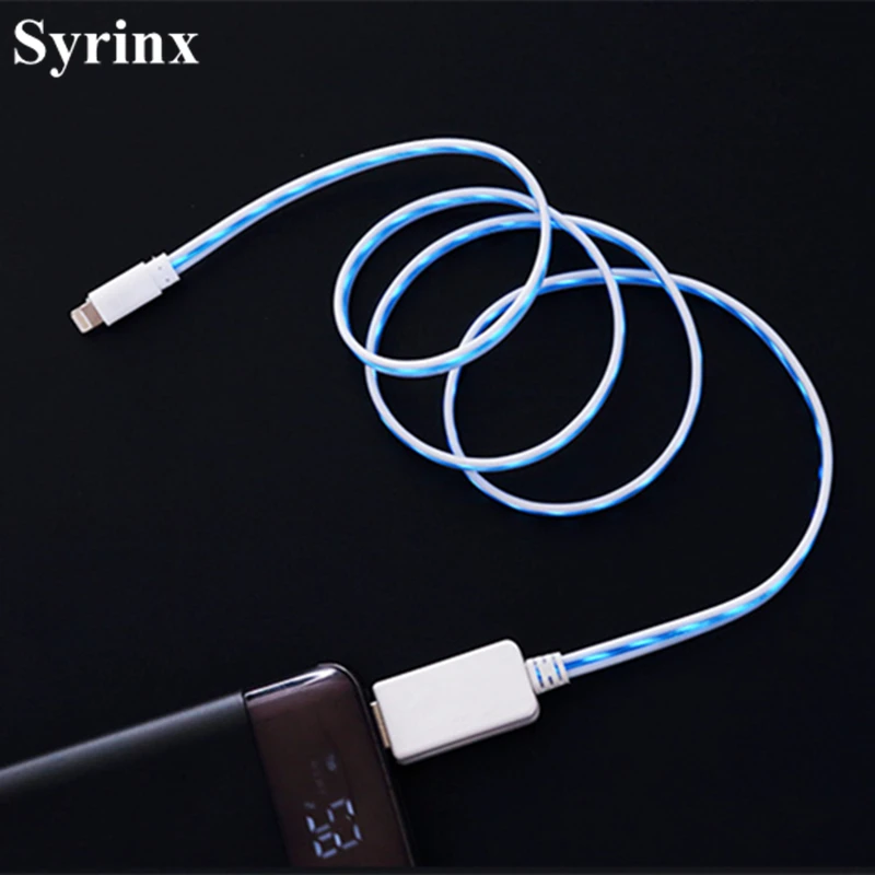 

Syrinx Fast Charging Cable For Xiaomi Mi 8 Oneplus 6 USB Flowing LED USB Type C Micro Cable For Iphone X 8 7 6s Samsung s9 s8